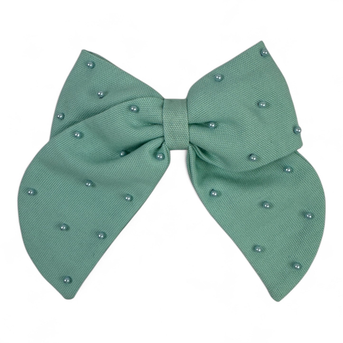 Linen Pearl Hair Bow (Large)