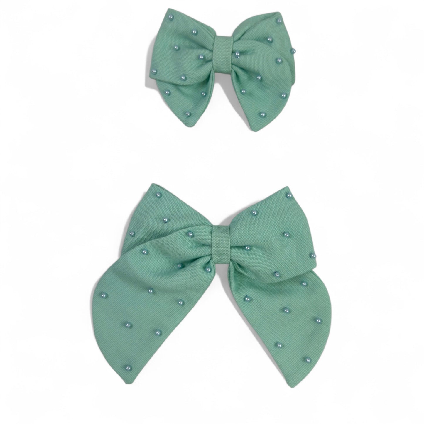 Linen Pearl Hair Bow (Small)