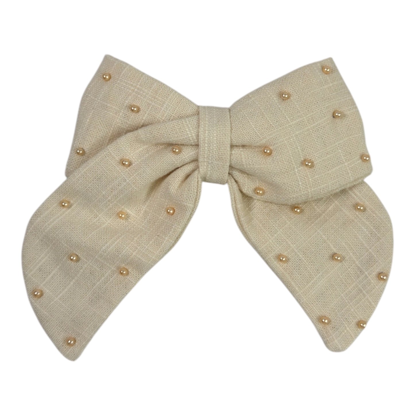 Linen Pearl Hair Bow (Large)