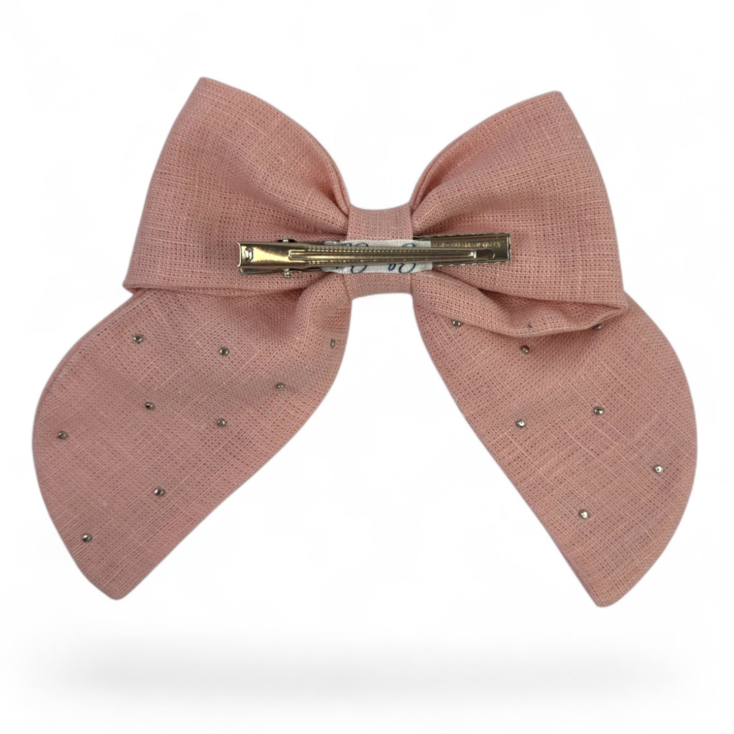 Linen Pearl Hair Bow (Large)