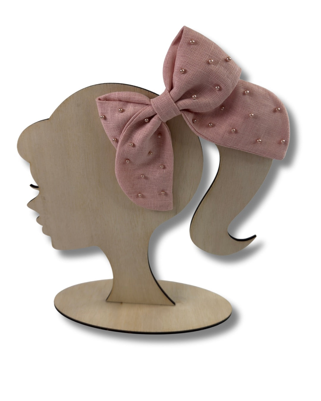 Linen Pearl Hair Bow (Large)