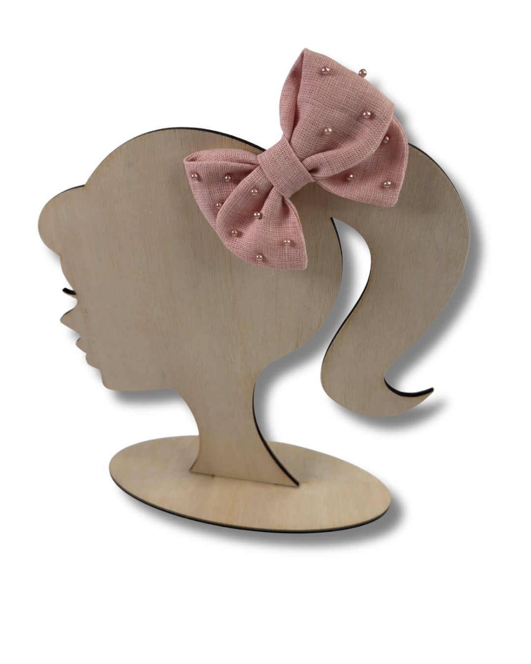Linen Pearl Hair Bow (Small)