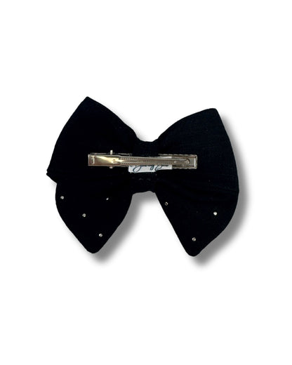Linen Pearl Hair Bow (Small)
