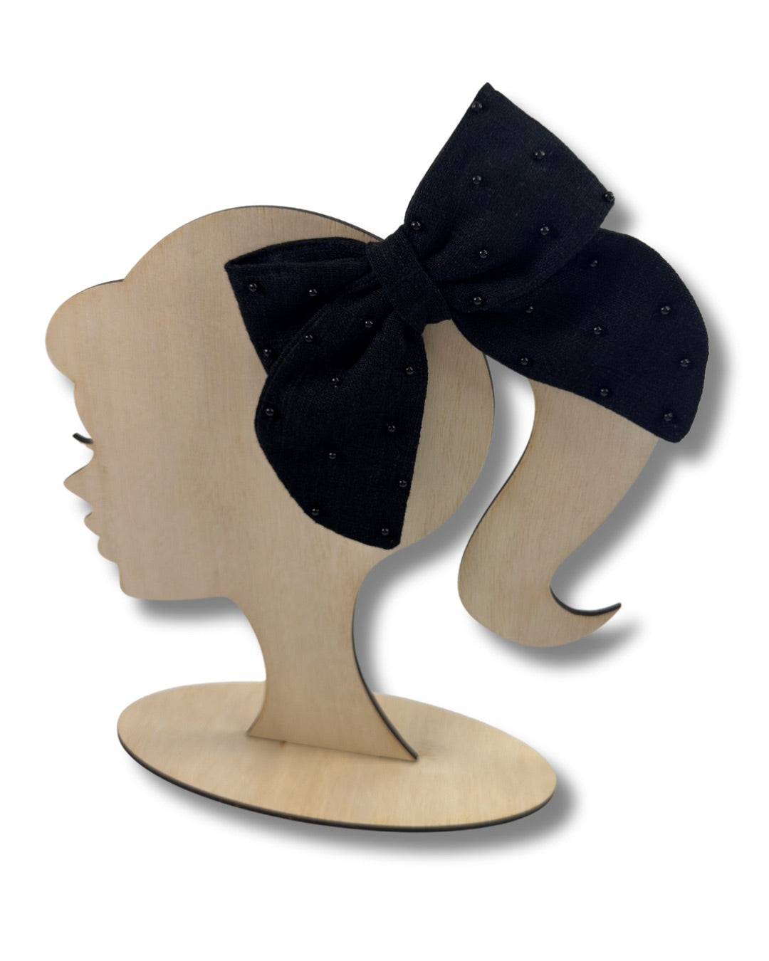 Linen Pearl Hair Bow (Large)