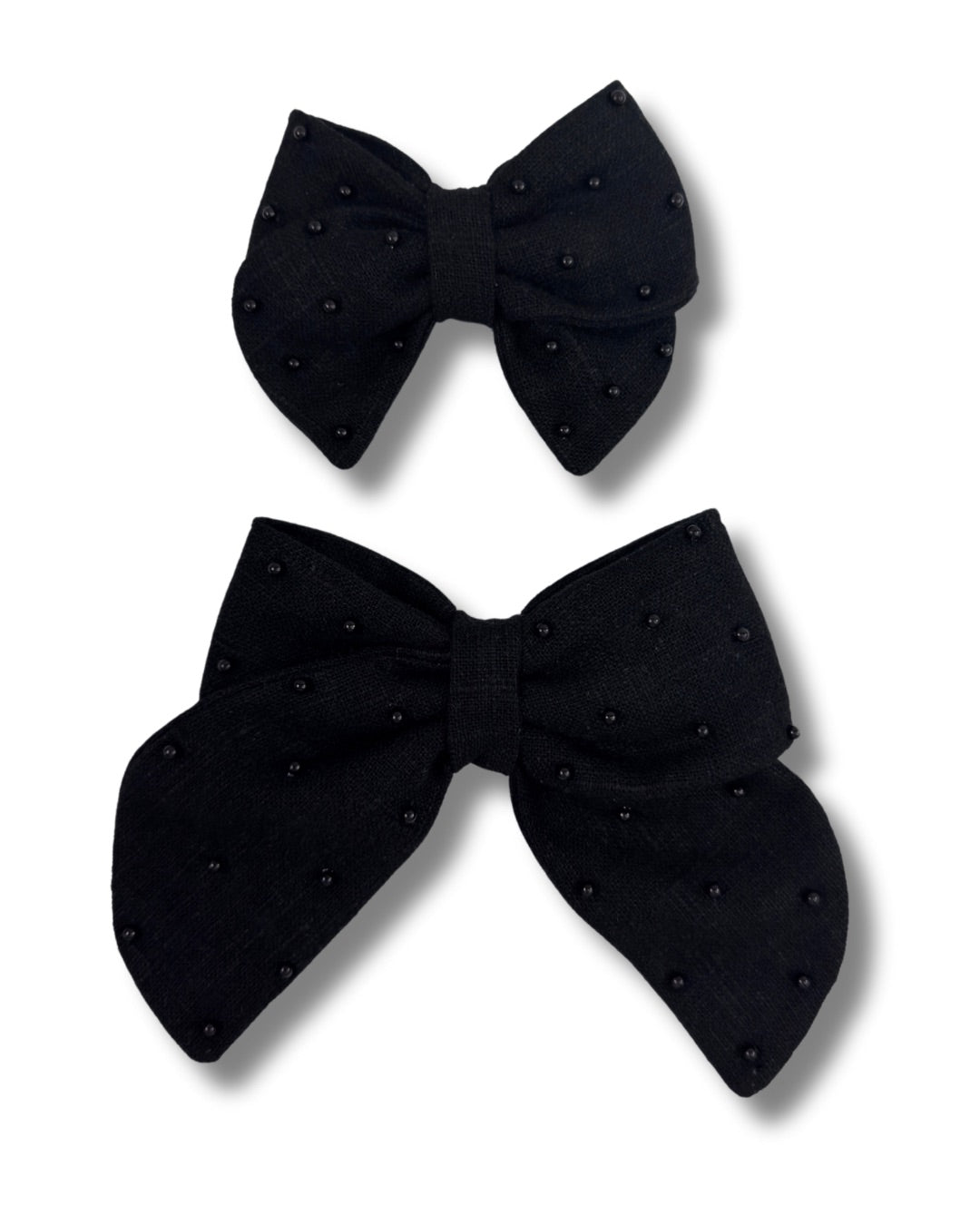 Linen Pearl Hair Bow (Small)