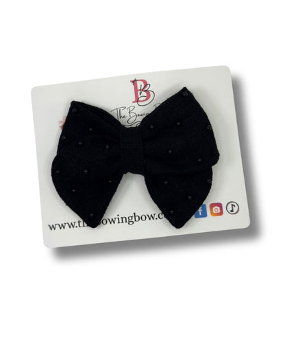 Linen Pearl Hair Bow (Small)