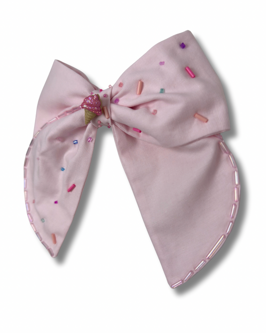 Pink Ice Cream Cone Bow