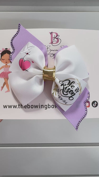 Christian Hair Bow (He is Risen)