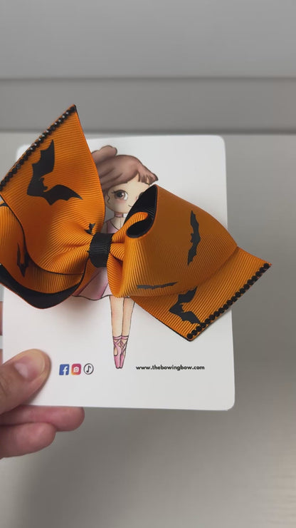 Batty Halloween Hair Bow - Orange Glow Edition
