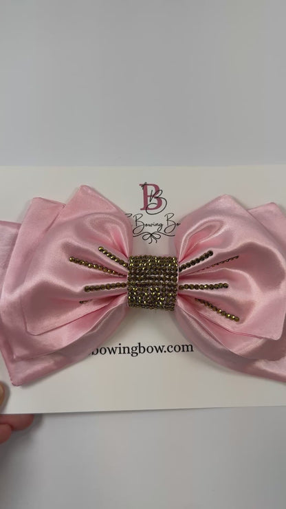 Ballerina Gold Rhinestones Hair Bow
