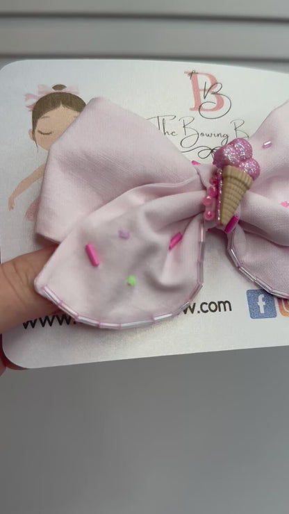 Pink Ice Cream Cone Bow